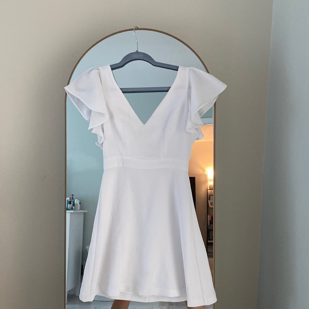 BCBGeneration Deep V white dress